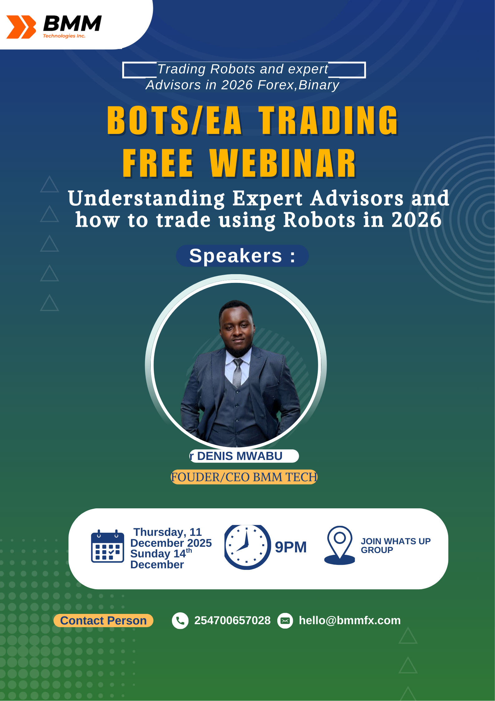 🔥 FREE LIVE WEBINAR: BOTS / EA Trading 2026